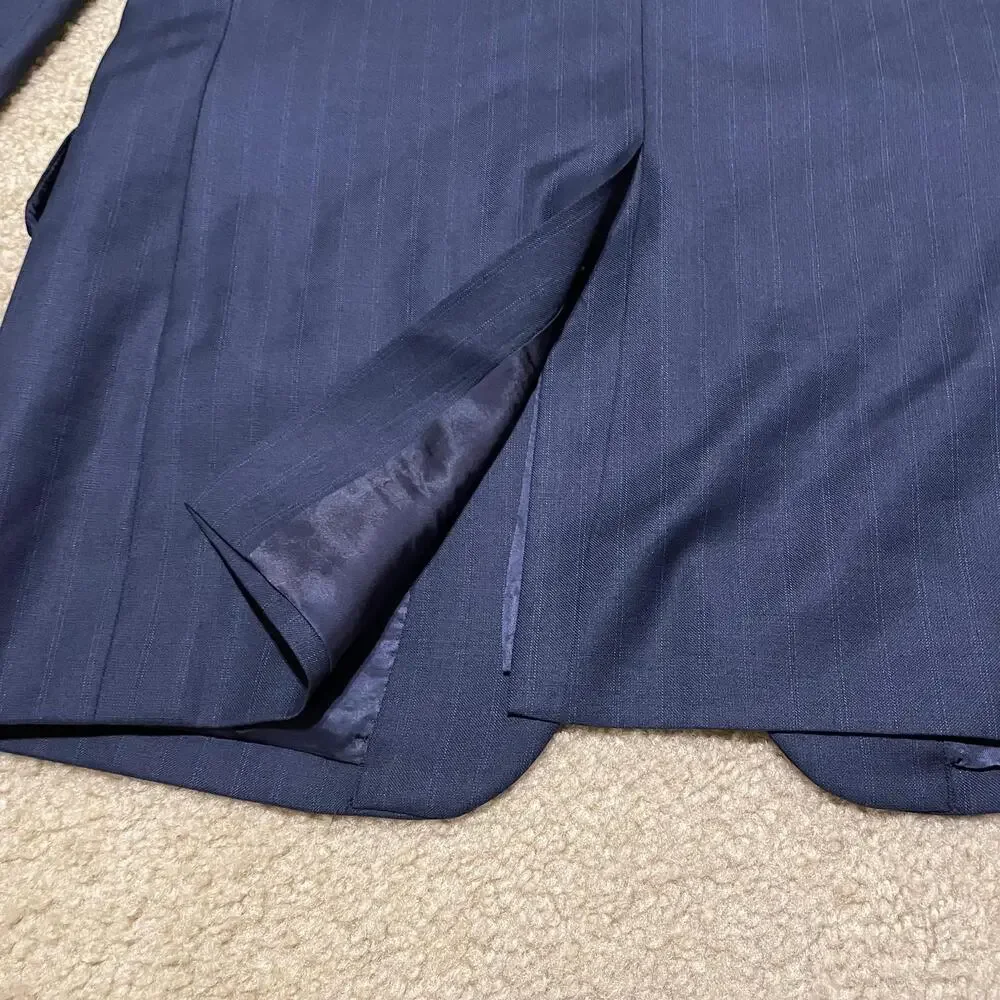 Jos A Bank Signature Collection Blazer Mens 42R Navy Blue Wool Silk Sport Coat